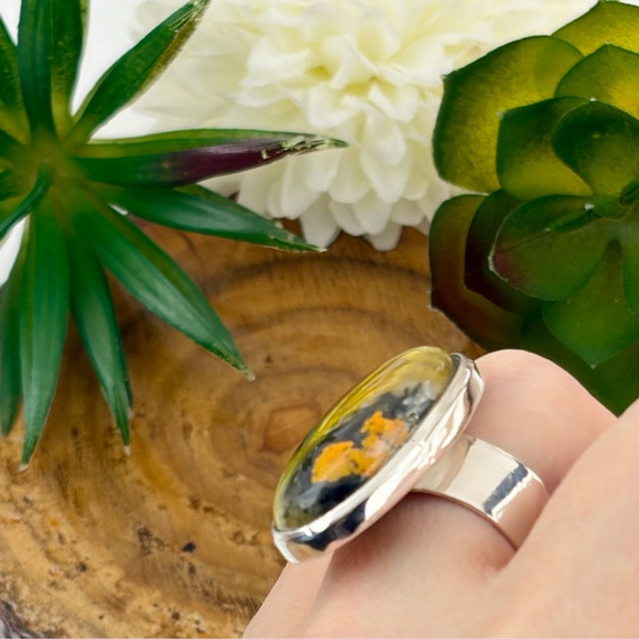 Sterling Silver 925 Bumblebee Jasper Bumble Bee Jasper Ring Size 9 New - Picture 4 of 9